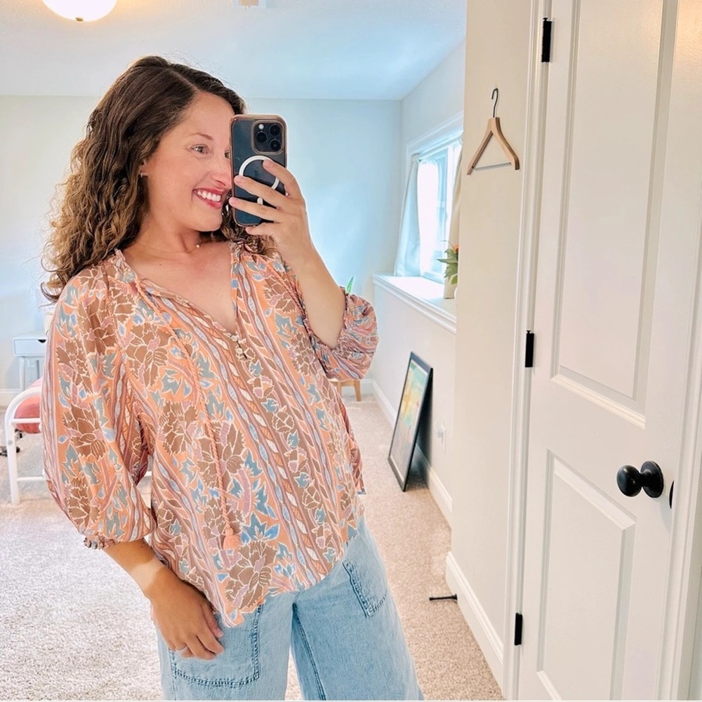 Floral Blouse with Balloon Sleeves